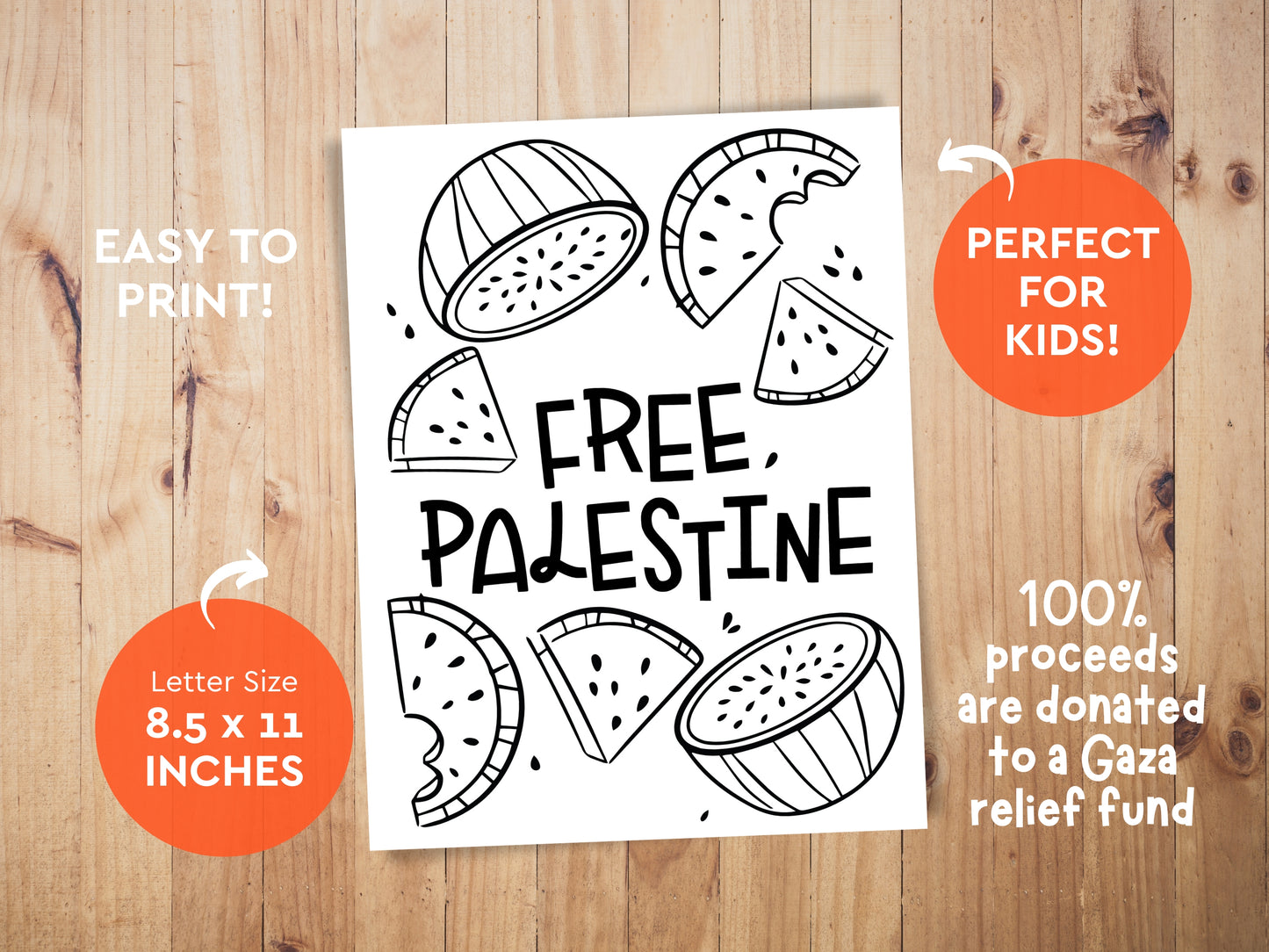 Support Palestine Coloring Page - Gaza Relief Fund